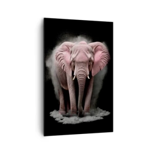 Impression sur toile - Image sur toile - Une interprétation artistique d'un éléphant rose sur fond noir - 80x120cm - Ne pensez pas à un éléphant rose ! - Décoration murale moderne pour le salon et la chambre ARTTOR