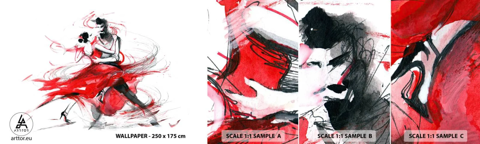 Échantillon De Papier Peint Standard Eco - Tango - le rythme de la passion - Abstraction, Danse, Danseur - 100x30 cm