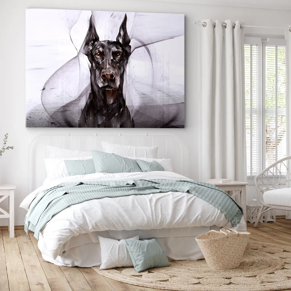 Impression sur toile - Image sur toile - Portrait abstrait d'un chien dans une démarche artistique - 70x50cm - Né noble - Décoration murale moderne pour le salon et la chambre ARTTOR