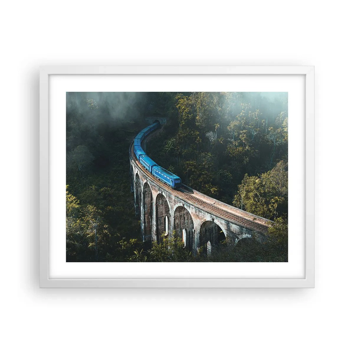 Affiche dans un cadre blanc - Poster - Train nature - 50x40 cm