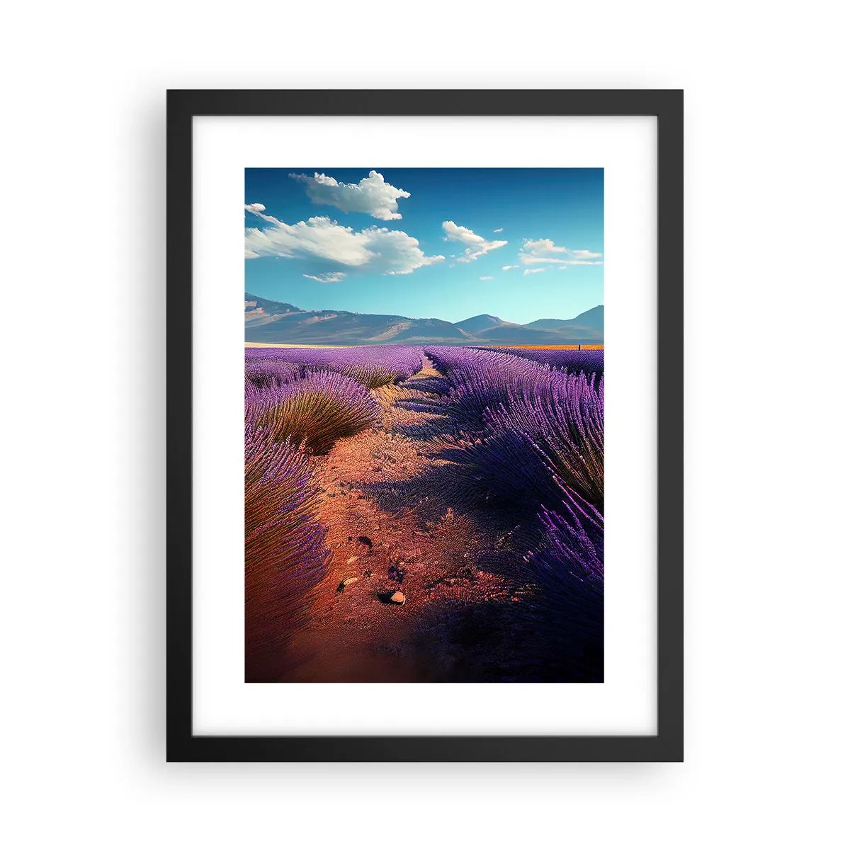 Affiche dans un cadre noir - Poster - Champs parfumés - 30x40 cm