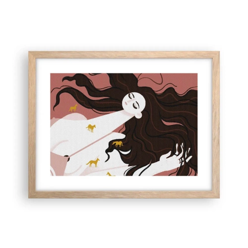 Affiche dans un chêne clair - Poster - Rêve d'un cheval d'or - 40x30 cm