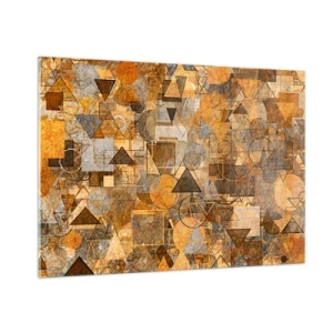 Impression sur verre - Image sur verre - Composition géométrique abstraite aux tons chauds - 100x70cm - Le monde en forme - Décoration murale moderne pour le salon et la chambre ARTTOR