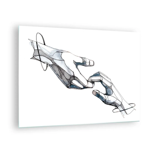 Impression sur verre - Image sur verre - Illustration artistique de deux mains dans un style abstrait - 70x50cm - Un bon geste - Décoration murale moderne pour le salon et la chambre ARTTOR