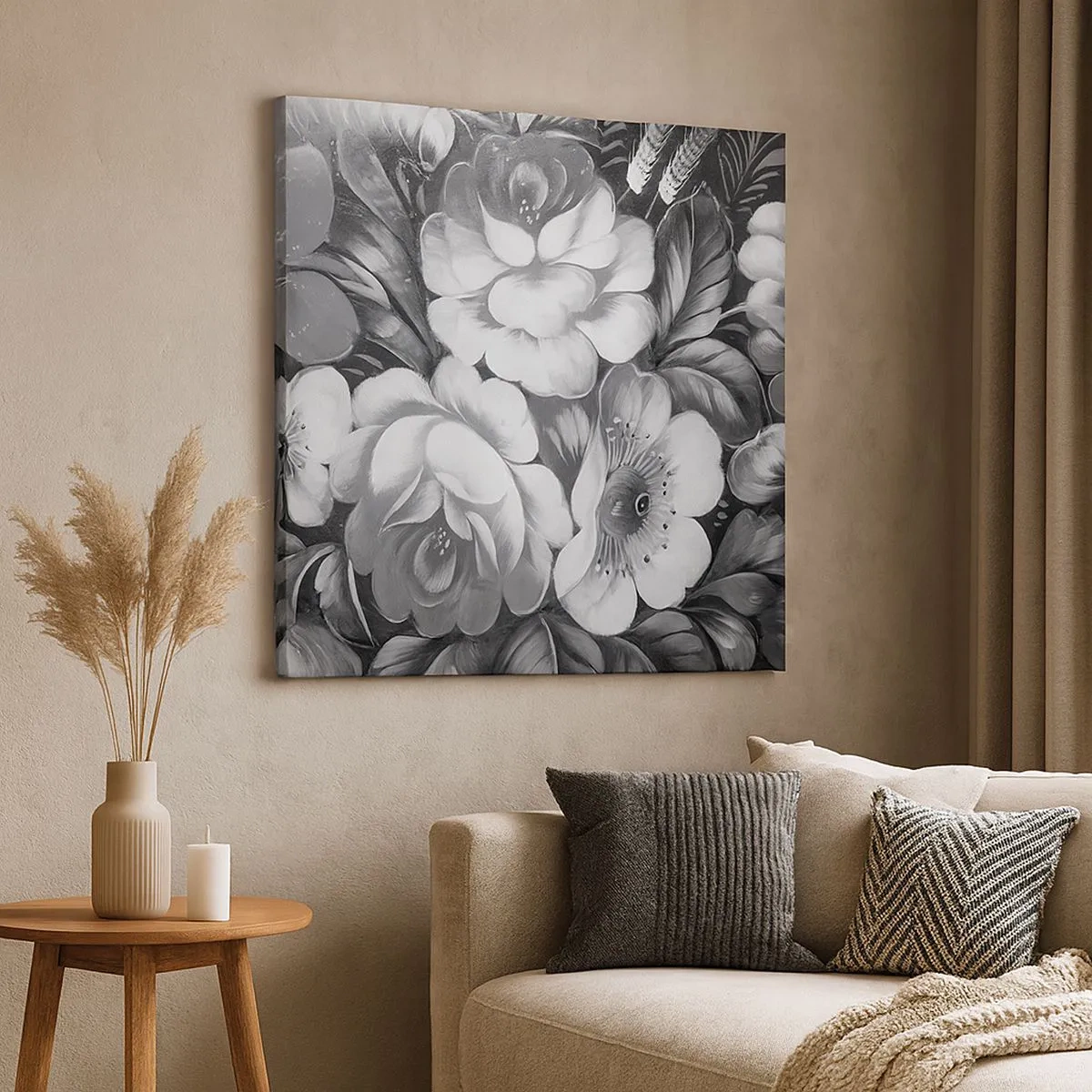 Impression sur toile - Image sur toile - Belle même en gris - 30x30 cm