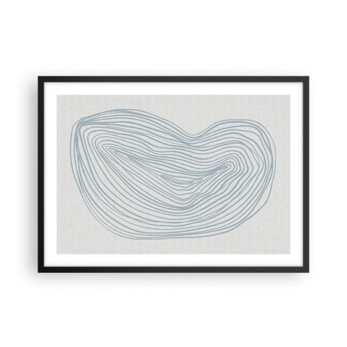 Affiche dans un cadre noir - Poster - Motif de vague abstrait en bleu délicat - 70x50cm - Une goutte de sourire - Décoration murale moderne pour le salon et la chambre ARTTOR