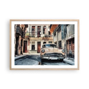 Affiche dans un chêne clair - Poster - Sieste à La Havane - 70x50 cm