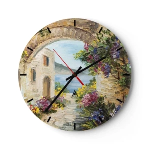 Horloge murale - Pendule murale - Le charme d'une province côtière - 40x40 cm