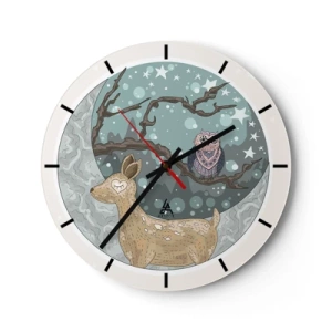 Horloge murale - Pendule murale - Une nuit de conte de fées en forêt  - 40x40 cm