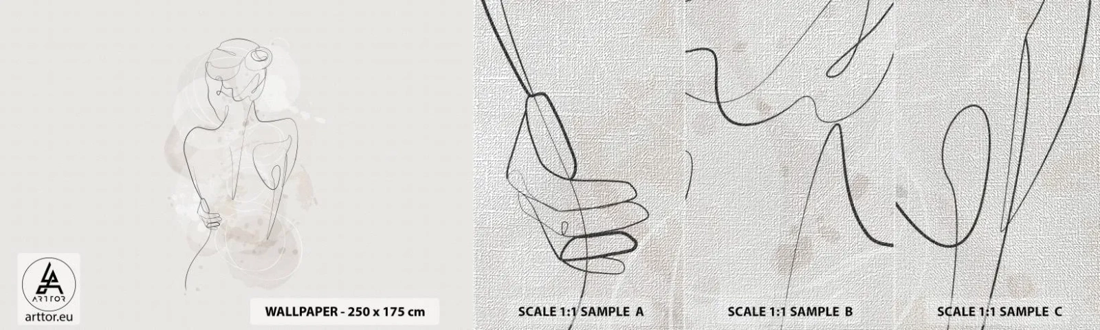 Échantillon de Papier Peint Premium Canvas - Comme un instrument sensible - Femme, Corps, Graphique - 100x30 cm