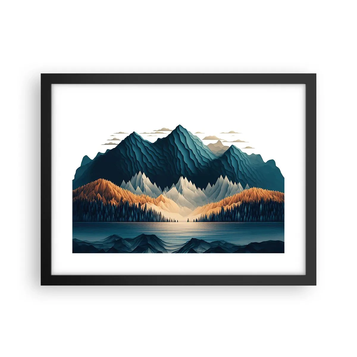 Affiche dans un cadre noir - Poster - Paysage de montagne parfait - 40x30 cm
