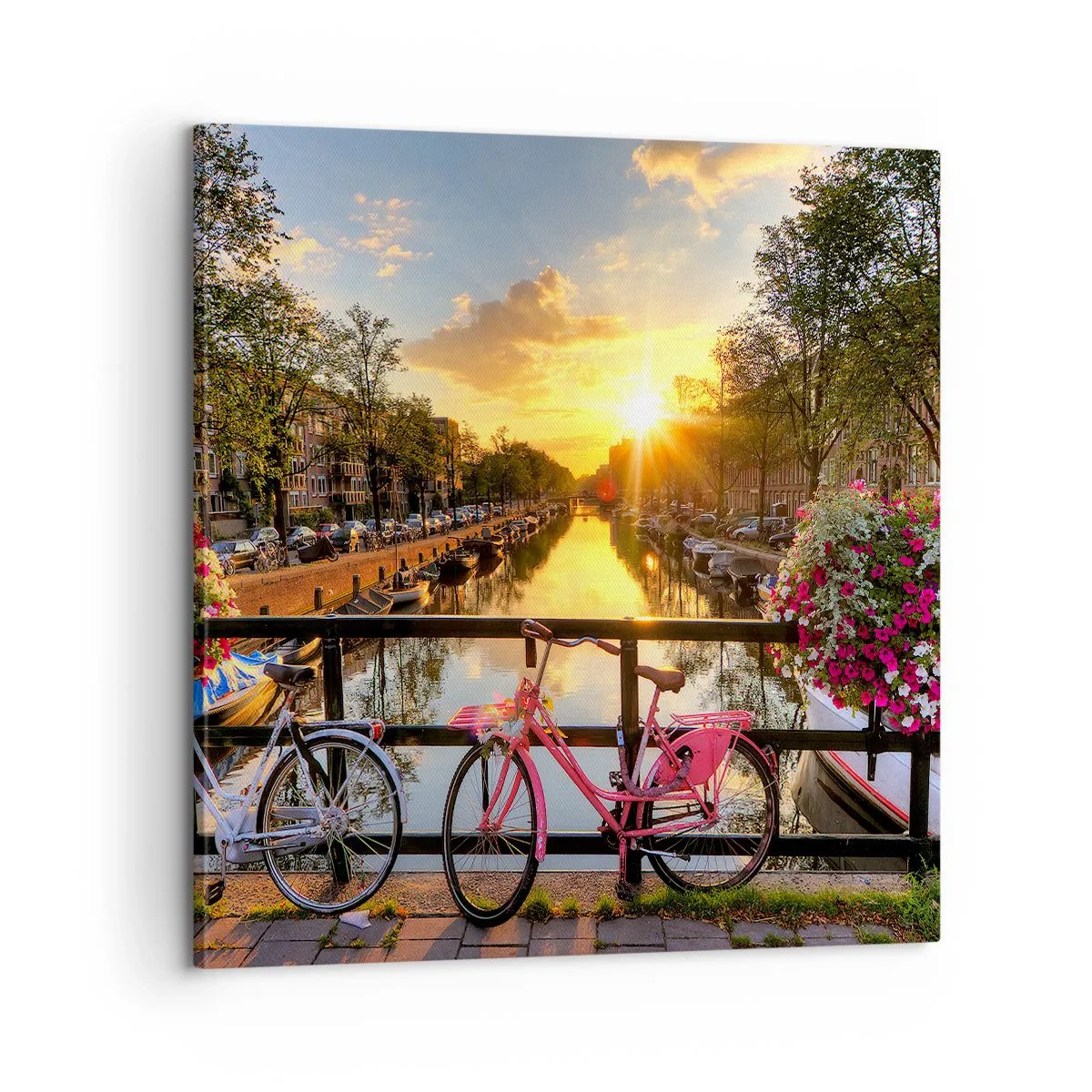 Impression sur toile - Image sur toile - Matin de printemps à Amsterdam - 60x60 cm