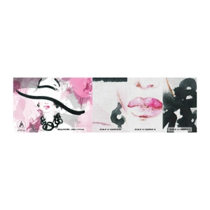 Échantillon de Papier Peint Premium Canvas - Portrait d'une dame en noir et rose - Femme, Visage de femme, Abstraction - 100x30 cm
