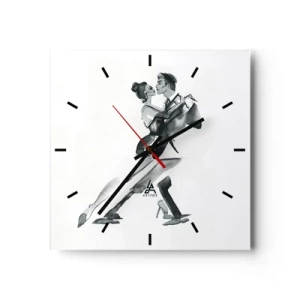 Horloge murale - Pendule murale - Une illustration subtile d'un couple dansant dans un style monochrome. - 30x30cm - En un battement - Décoration murale moderne pour le salon et la chambre ARTTOR