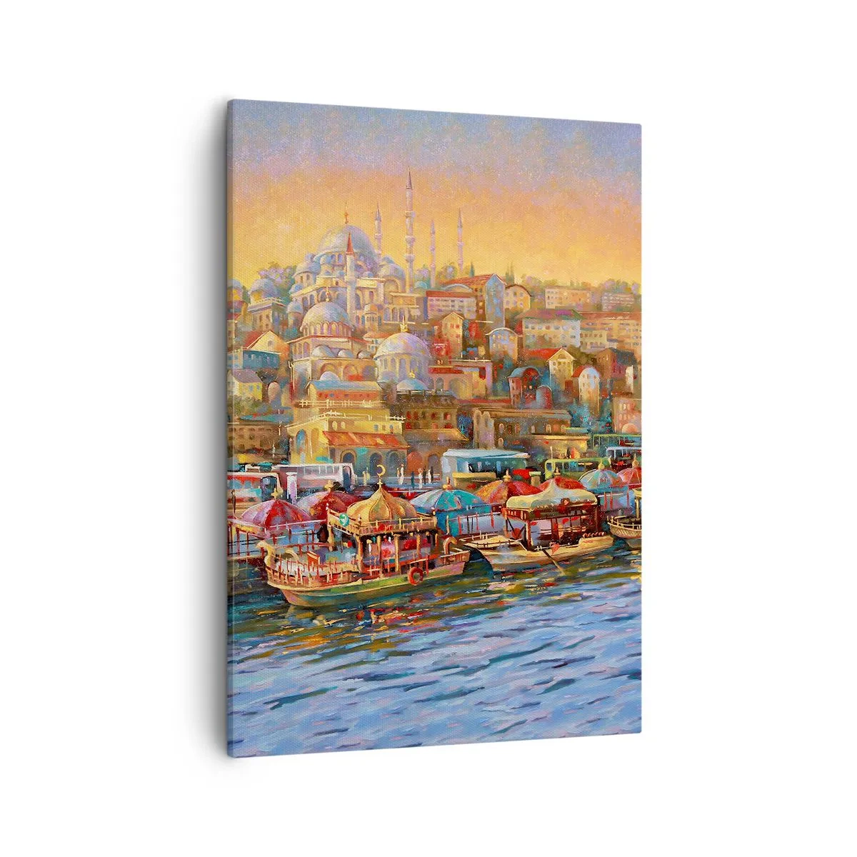 Impression sur toile - Image sur toile - Panorama pittoresque d'Istanbul avec vue sur la baie et la ville - 50x70cm - Conte d'Istanbul - Décoration murale moderne pour le salon et la chambre ARTTOR