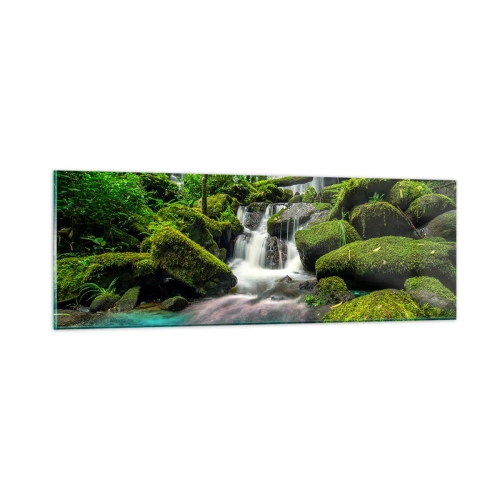 Impression sur verre - Image sur verre - Turquoise, saphirs et argent liquide - 90x30 cm