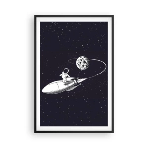 Affiche dans un cadre noir - Poster - Surfeur de l'espace - 61x91 cm