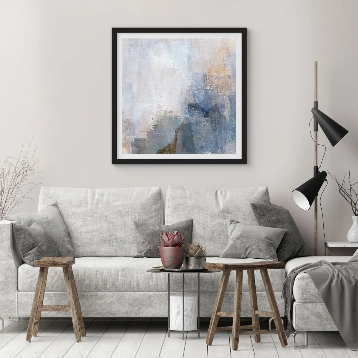 Affiche dans un cadre noir - Poster - Tonalités et accords de couleur - 50x50 cm