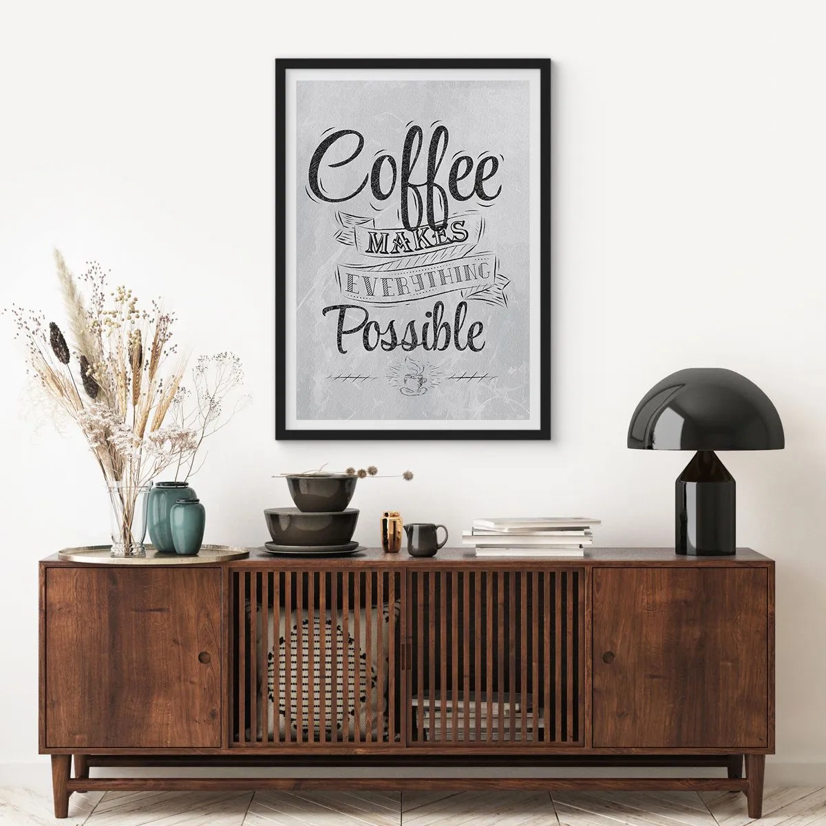 Affiche dans un cadre noir - Poster - Comment ne pas aimer le café maintenant - 30x40 cm