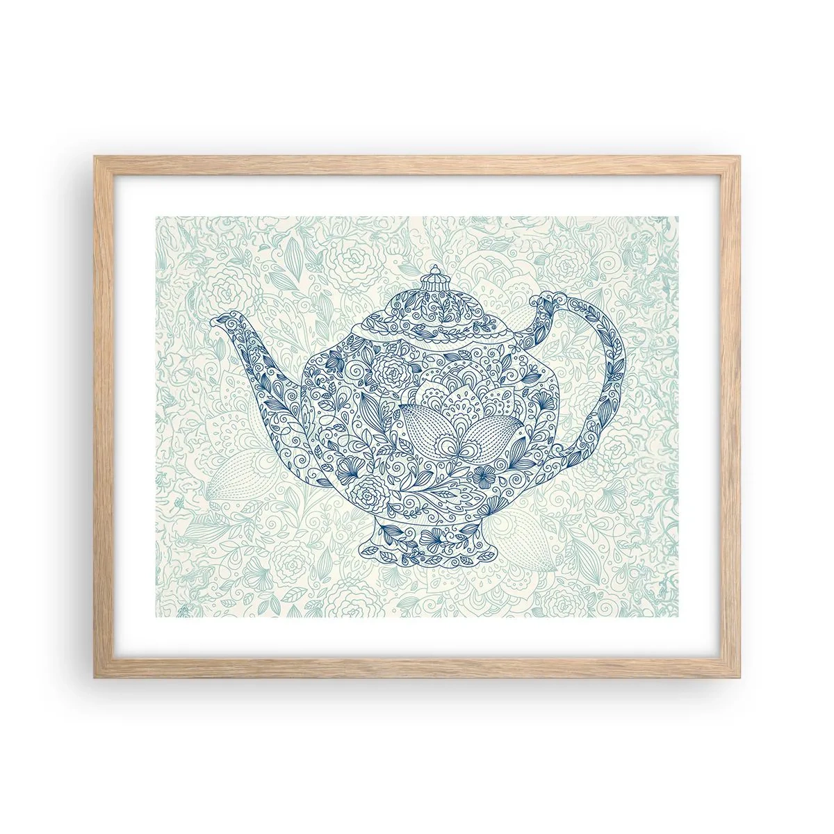 Affiche dans un chêne clair - Poster - Le charme du thé - 50x40 cm