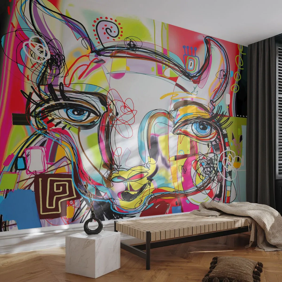 Papier peint sur mesure Standard Eco - La richesse de l'Art du chat - Abstraction, Morceau, Graphique