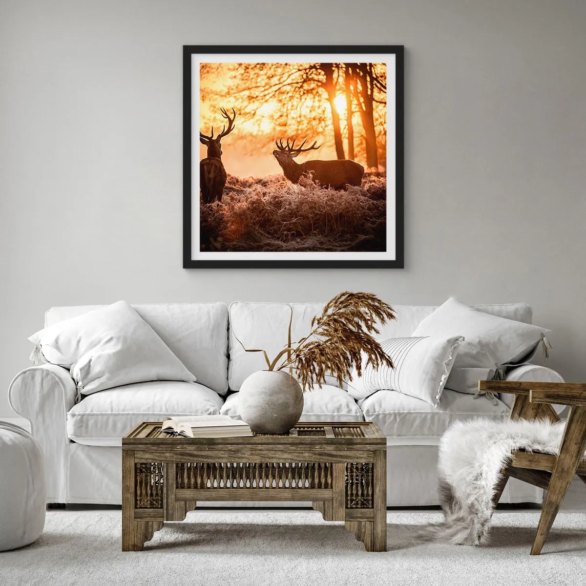Affiche dans un cadre noir - Poster - Le rêve d'un chasseur - 30x30 cm