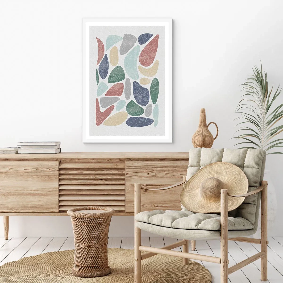 Affiche dans un cadre blanc - Poster - Une mosaïque de couleurs poudrées - 30x40 cm