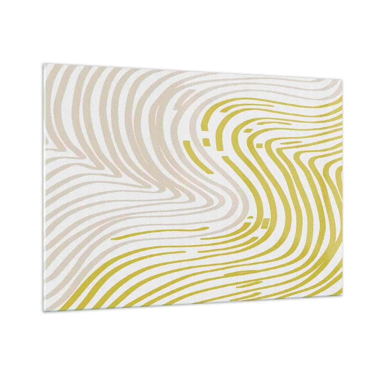 Impression sur verre - Image sur verre - Lignes organiques dans les tons beige et citron vert sur fond blanc - 100x70cm - Une composition au léger virage - Décoration murale moderne pour le salon et la chambre ARTTOR