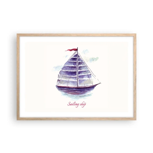 Affiche dans un chêne clair - Poster - Plein de voiles et d’eau calme - 70x50 cm