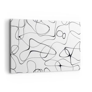 Impression sur toile - Image sur toile - Lignes noires abstraites sur fond blanc dans un style minimaliste - 100x70cm - Le chemin de la vie, les voies du hasard - Décoration murale moderne pour le salon et la chambre ARTTOR