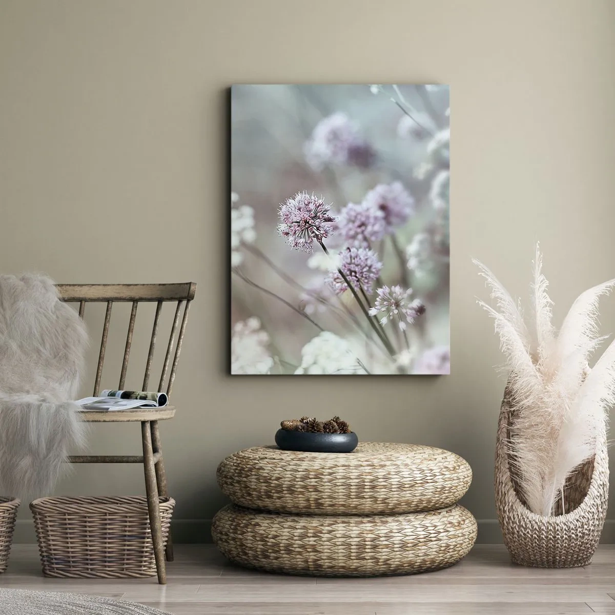 Impression sur toile - Image sur toile - Herbes douces en filigrane - 45x80 cm