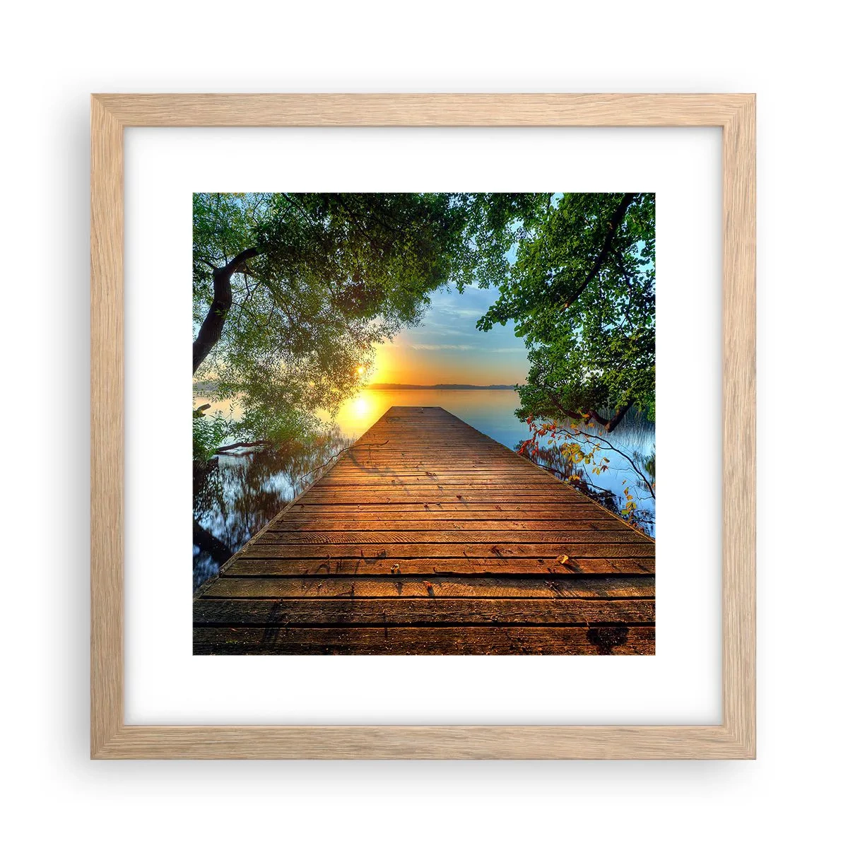 Affiche dans un chêne clair - Poster - Prenez votre temps, asseyez-vous - 30x30 cm