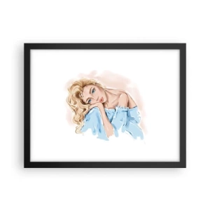 Affiche dans un cadre noir - Poster - Rêveuse en bleu - 40x30 cm