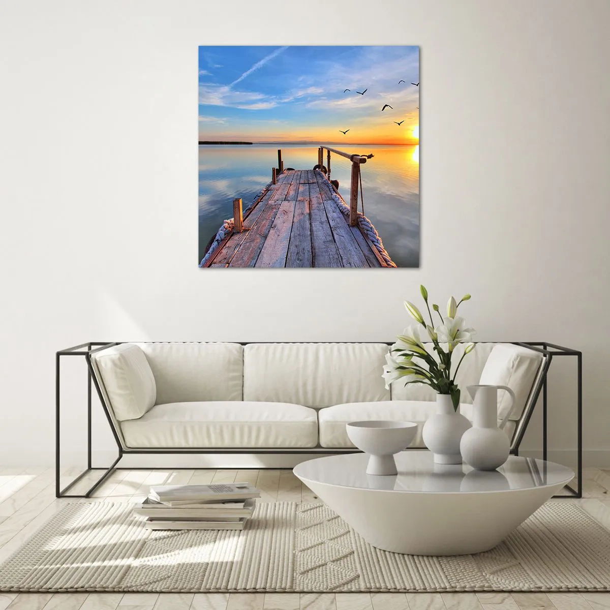 Impression sur verre - Image sur verre - Marcher droit vers le soleil - 70x70 cm