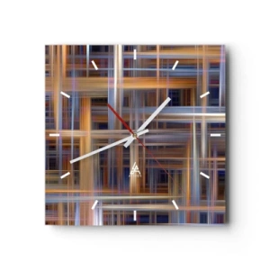 Horloge murale - Pendule murale - Motifs géométriques abstraits aux couleurs pastel - 30x30cm - Tissé de lumière - Décoration murale moderne pour le salon et la chambre ARTTOR