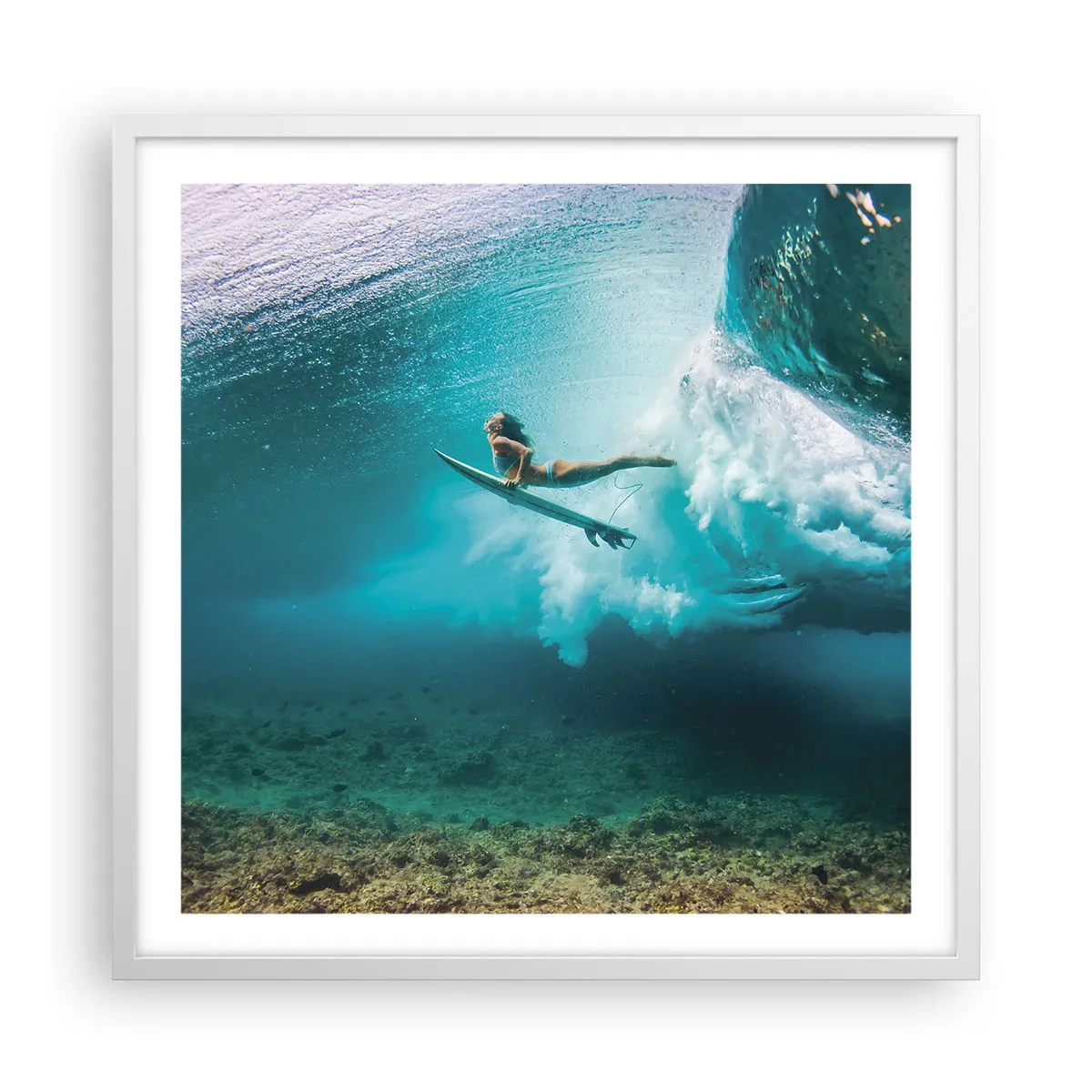 Affiche dans un cadre blanc - Poster - Monde sous marin - 60x60 cm