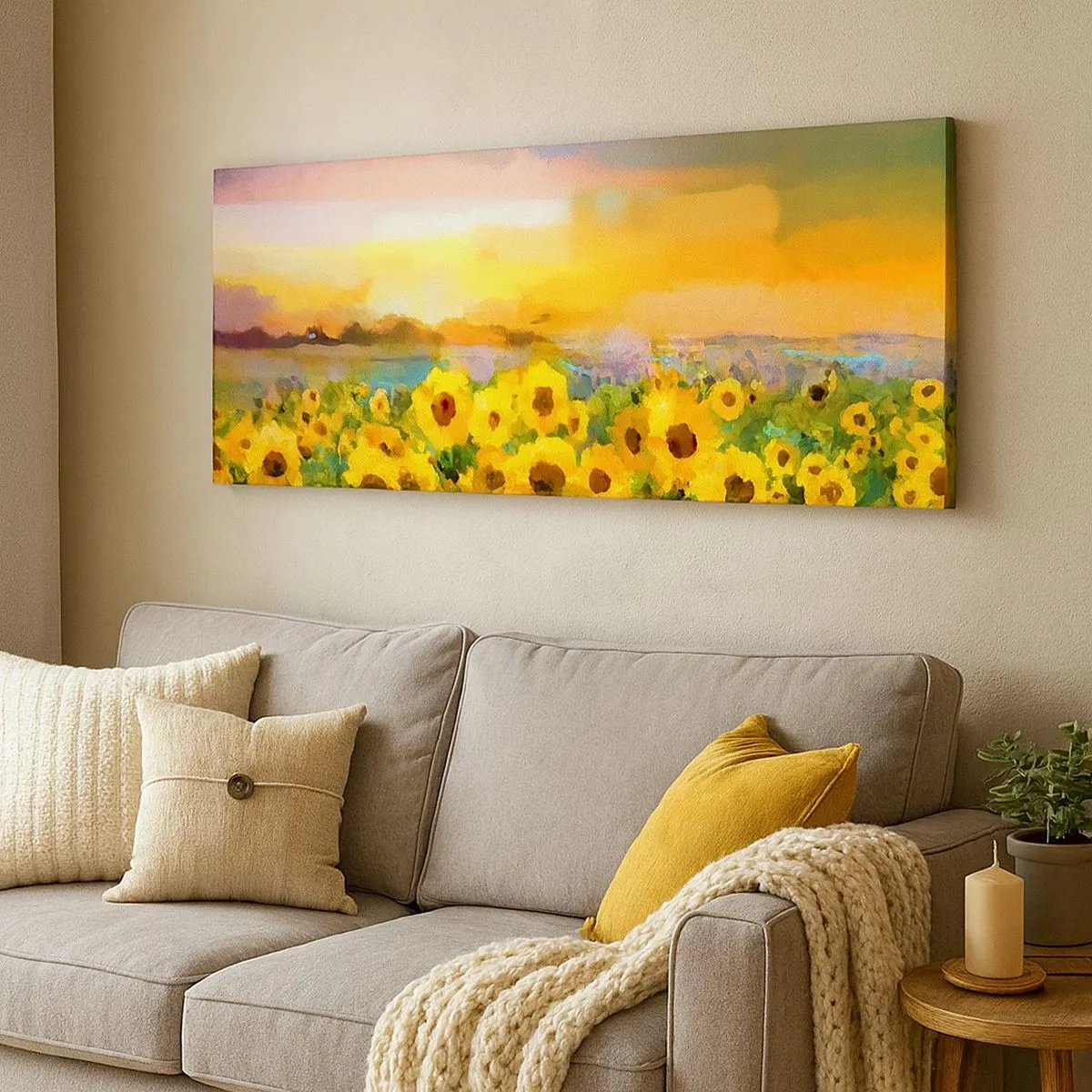 Impression sur toile - Image sur toile - Le soleil lui-même est descendu sur terre - 100x40 cm