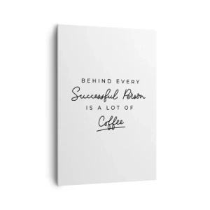 Impression sur toile - Image sur toile - Une citation minimaliste sur le succès et le café sur fond blanc. - 70x100cm - Secret du succès - Décoration murale moderne pour le salon et la chambre ARTTOR