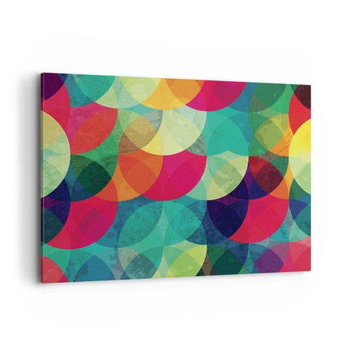 Impression sur toile - Image sur toile - Motifs géométriques colorés composés de cercles et de demi-cercles - 100x70cm - Ascension - Décoration murale moderne pour le salon et la chambre ARTTOR