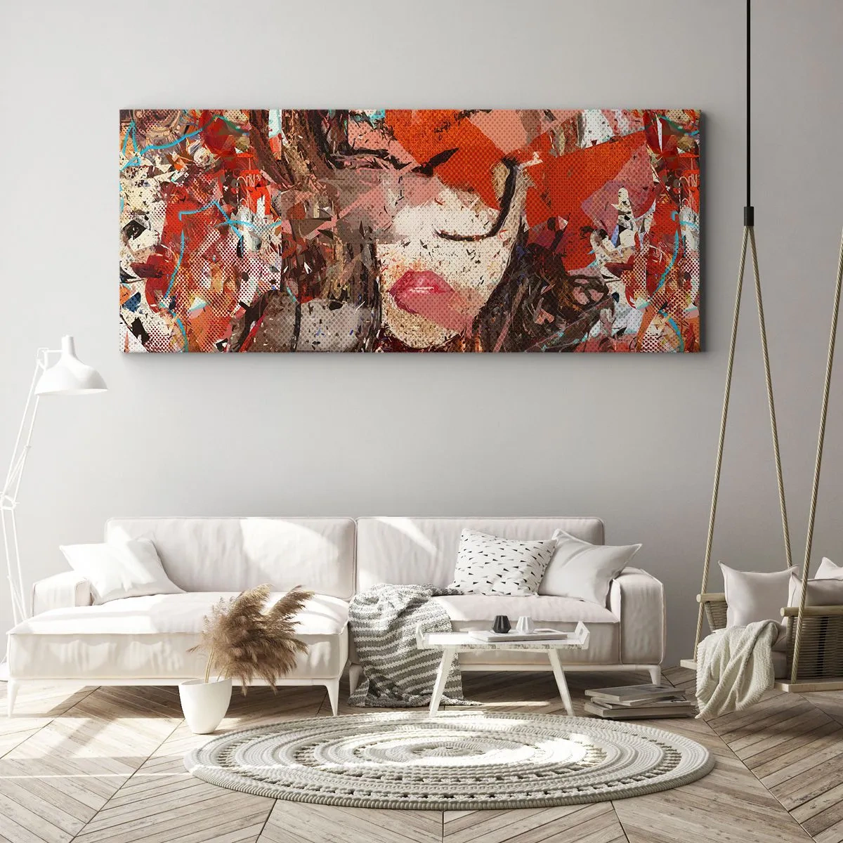 Impression sur toile - Image sur toile - Portrait abstrait d'une femme aux couleurs intenses - 160x50cm - Personne ne sait ce que tu es vraiment - Décoration murale moderne pour le salon et la chambre ARTTOR