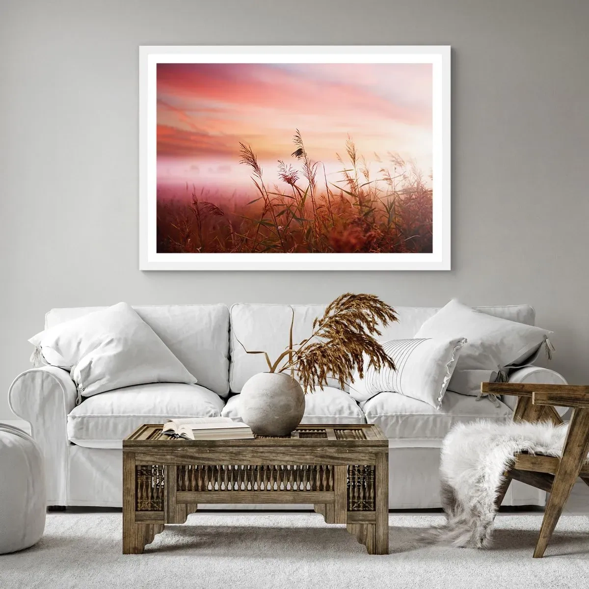 Affiche dans un cadre blanc - Poster - Cerfs-volants, pissenlits, vent - 70x50 cm