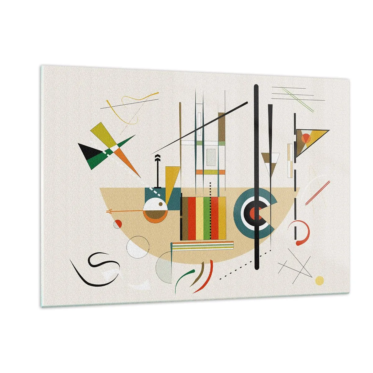 Impression sur verre - Image sur verre - Abstraction géométrique colorée sur fond clair - 120x80cm - Et le monde s’amuse - Décoration murale moderne pour le salon et la chambre ARTTOR