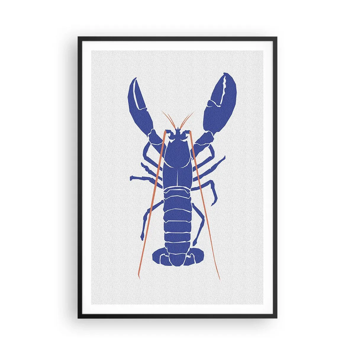 Affiche dans un cadre noir - Poster - Homard exquis en bleu marine - 70x100 cm