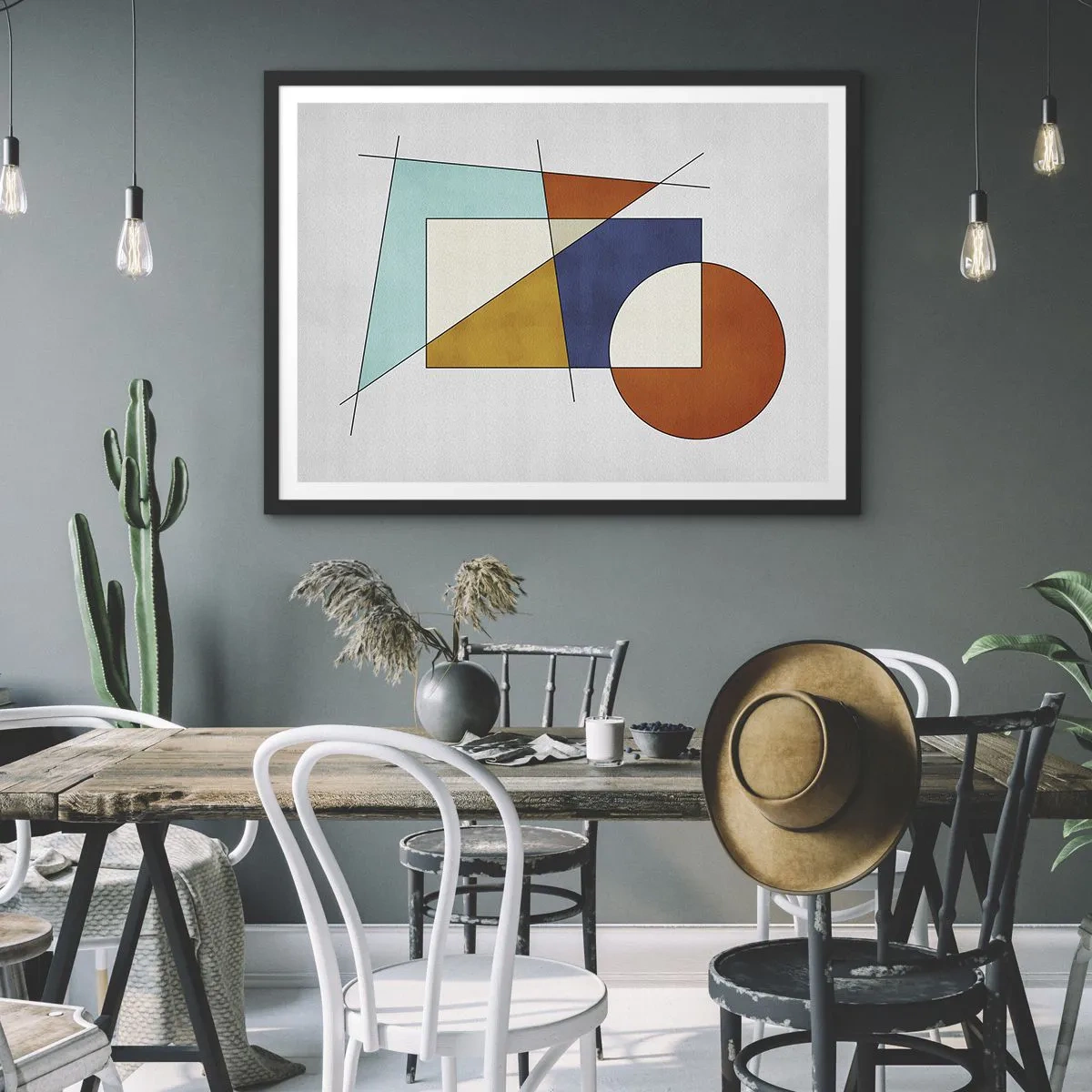 Affiche dans un cadre noir - Poster - Une composition moderniste de formes géométriques et de couleurs - 70x50cm - Abstraction : plaisir moderniste - Décoration murale moderne pour le salon et la chambre ARTTOR