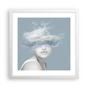 Affiche dans un cadre blanc - Poster - La tête dans les nuages - 40x40 cm