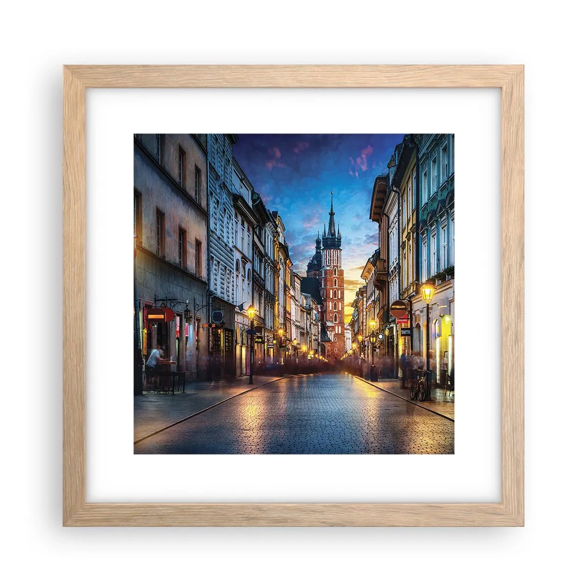 Affiche dans un chêne clair - Poster - La magie de Cracovie - 30x30 cm