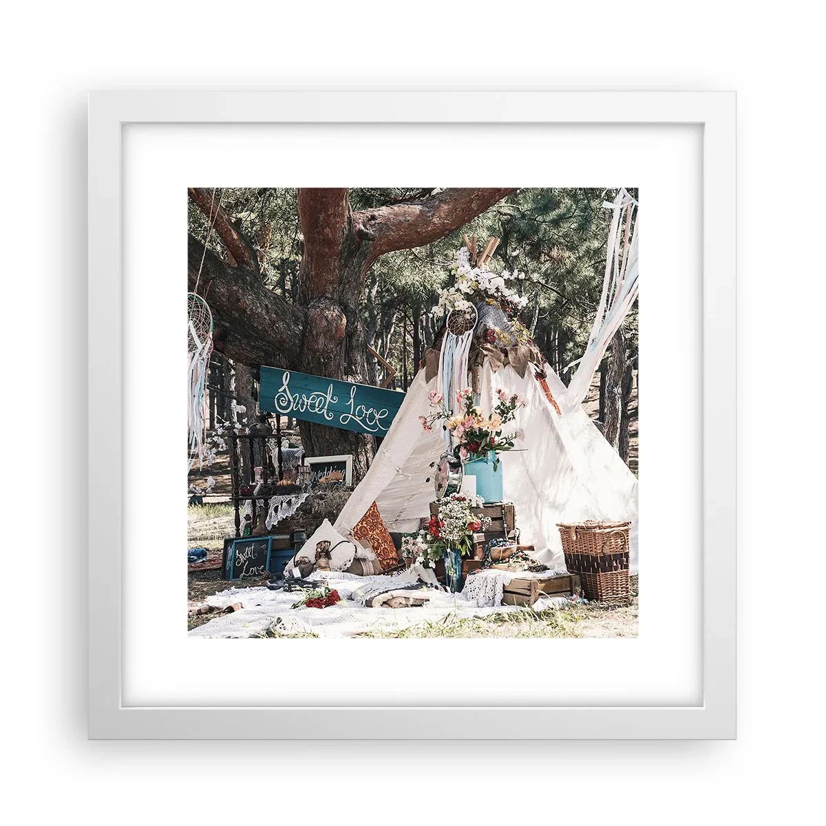 Affiche dans un cadre blanc - Poster - Make love… - 30x30 cm