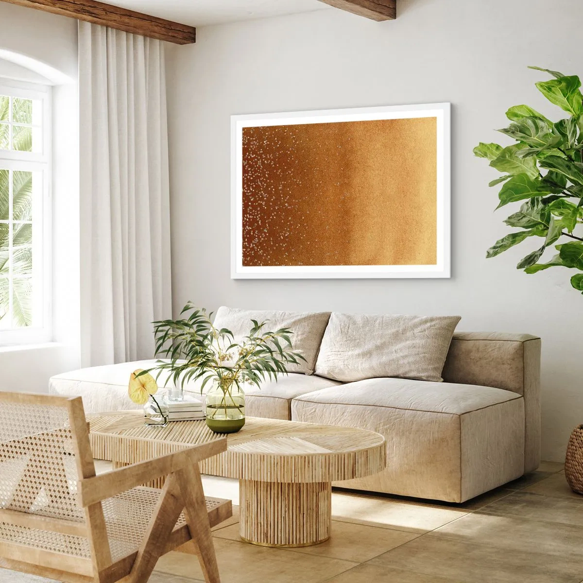 Affiche dans un cadre blanc - Poster - Origine du monde - 100x70 cm