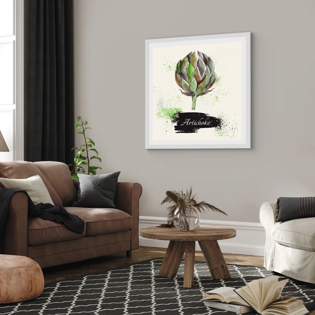 Affiche dans un cadre blanc - Poster - Vive les légumes! - 60x60 cm