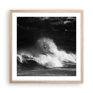 Affiche dans un chêne clair - Poster - Défi accepté! - 50x50 cm